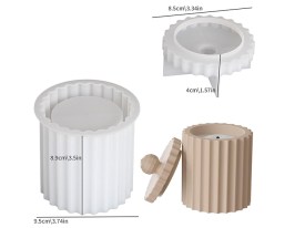 Molde silciona porta vela columna rayada con tapa